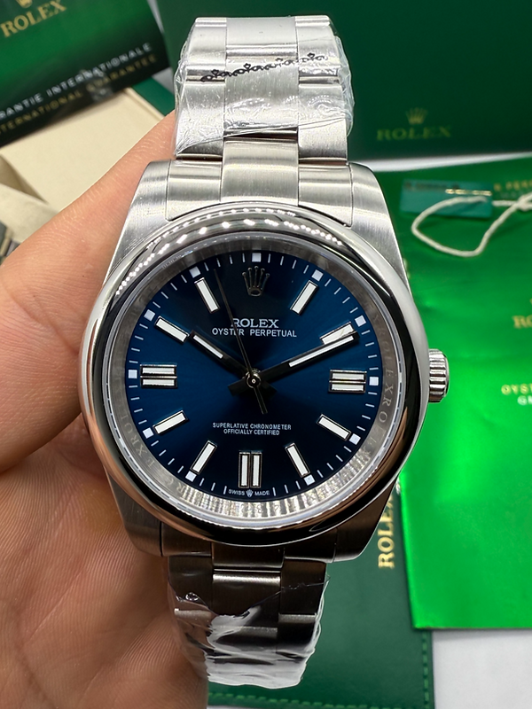 Rolex Oyster Perpetual 36mm/41mm Aço Mostrador Azul