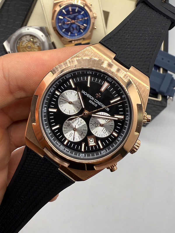 Vacheron Constantin Overseas Crono Aço/Rose 41mm, Mostrador Preto