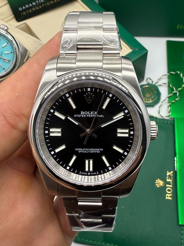 Rolex Oyster Perpetual 36mm/41mm Aço Mostrador Preto