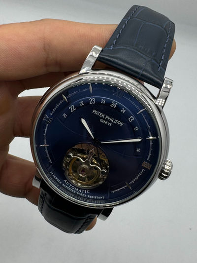 Patek Philippe Classic Turbilhão 44mm Aço, Pulseira Couro