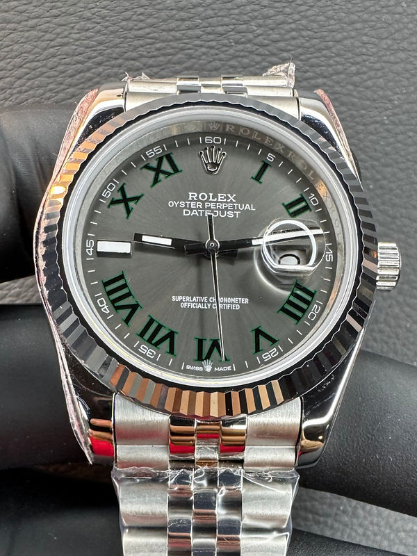 Rolex DateJust 41mm Wimbledon Aço Mostrador Cinza Luneta Canelada
