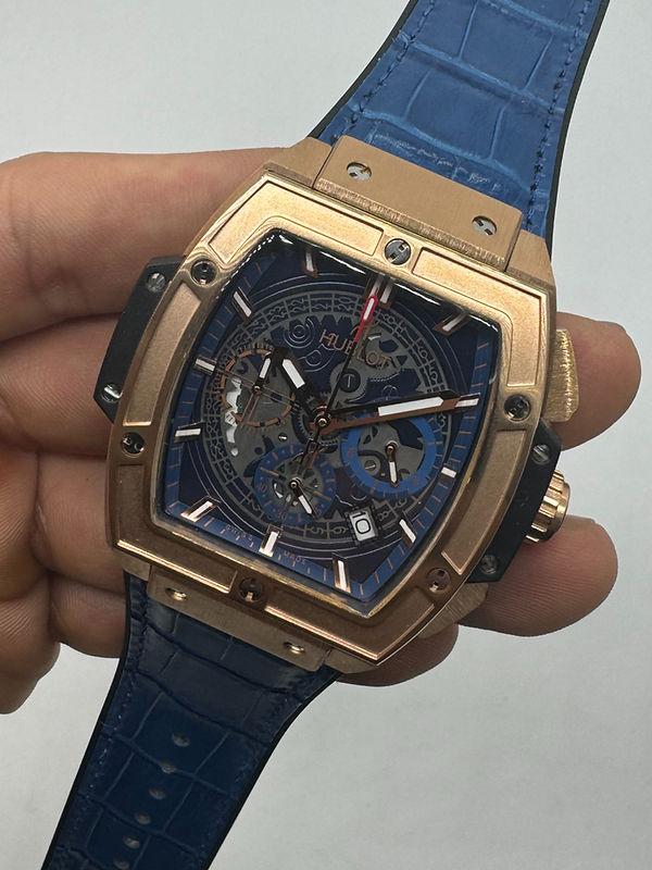 Hublot Spirit Of Big Bang 42mm, Aço/Rose Mostrador Azul Esqueleto