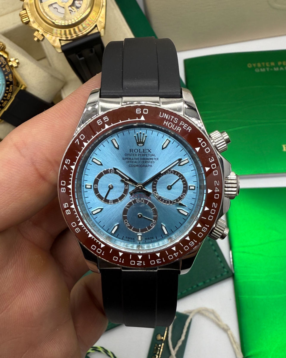 Rolex Rolex Daytona 40mm Aço Mostrador Ice Blue Luneta Marrom