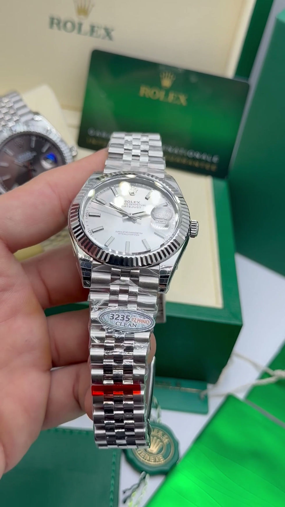 Miniatura: Rolex Datejust Aço 41mm, Mostrador Prata, Pulseira Jubilee - CLONE