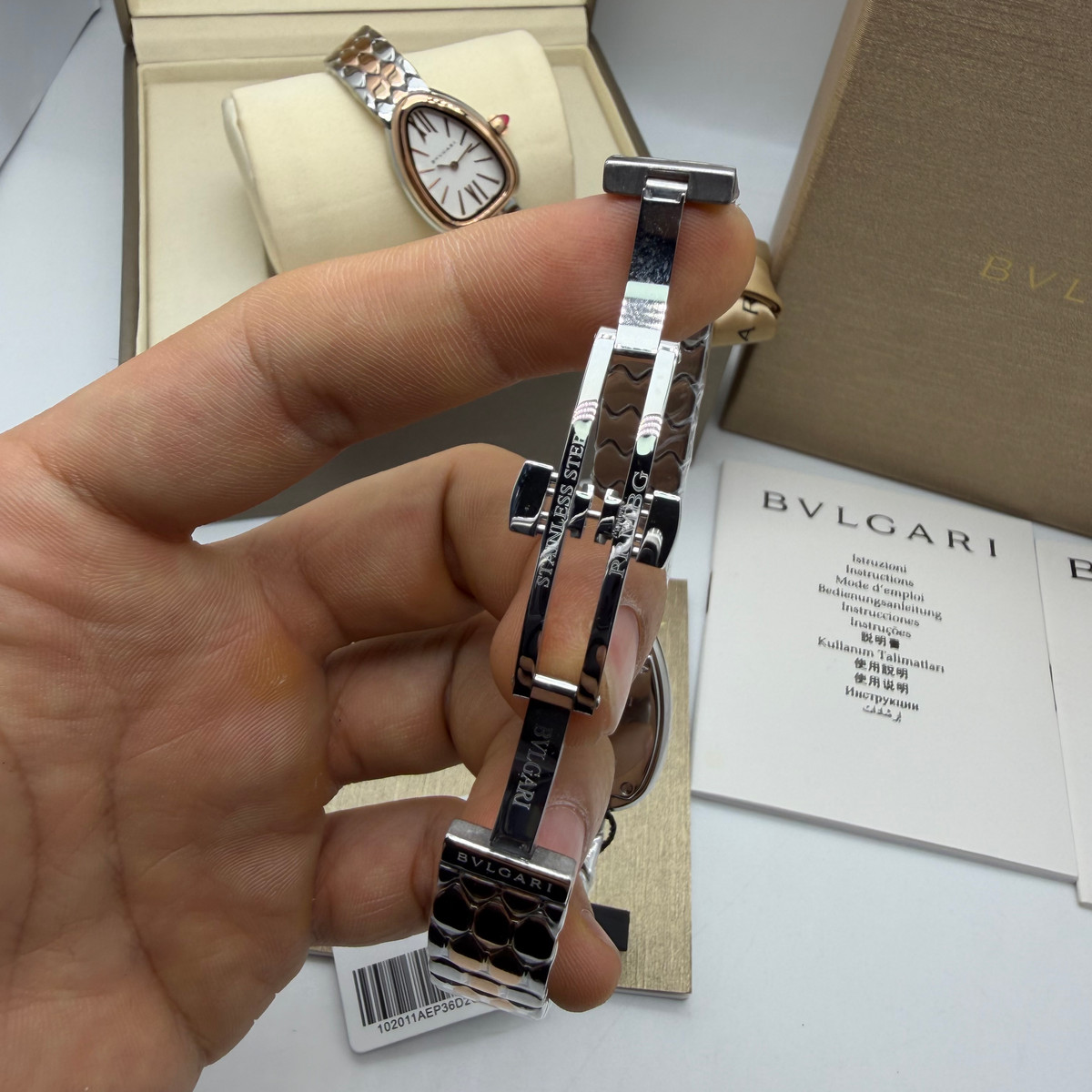 Bvlgari SERPENTI SEDUTTORI 33mm Aço/Rosè - Mostrador Verde