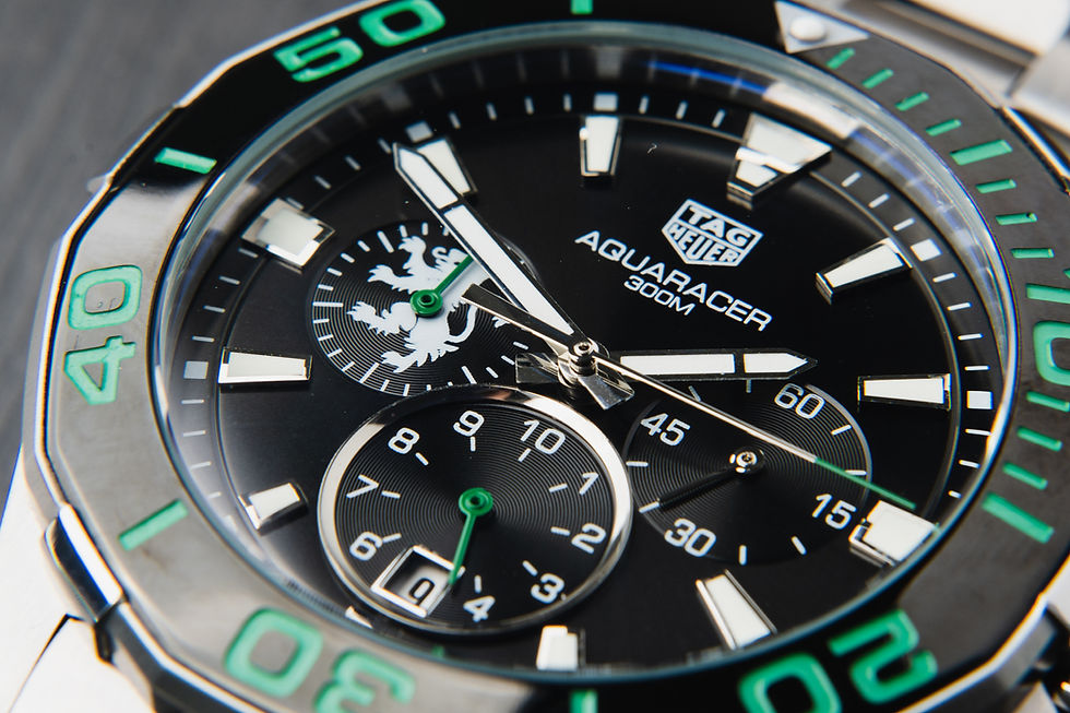 Thumbnail: Tag-Heuer Aquarecer Chronometer - Steel - Black Ceramic Bezel - Black Background