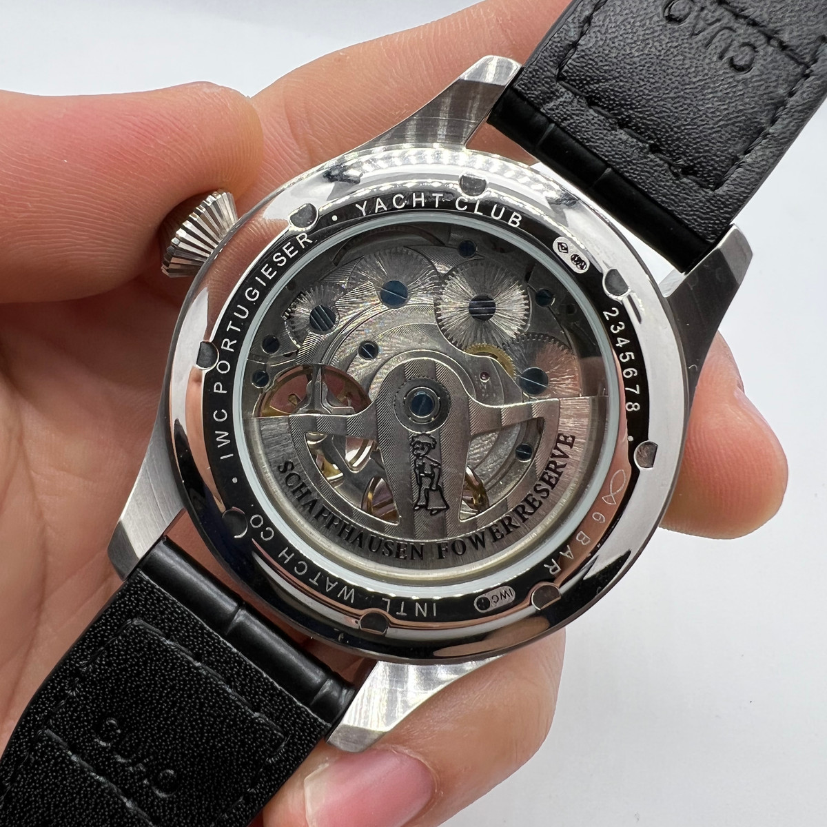 IWC PORTUGIESER YACTH CLUB TURBILHÃO - 44mm - Aço Most. Cinza Puls Couro