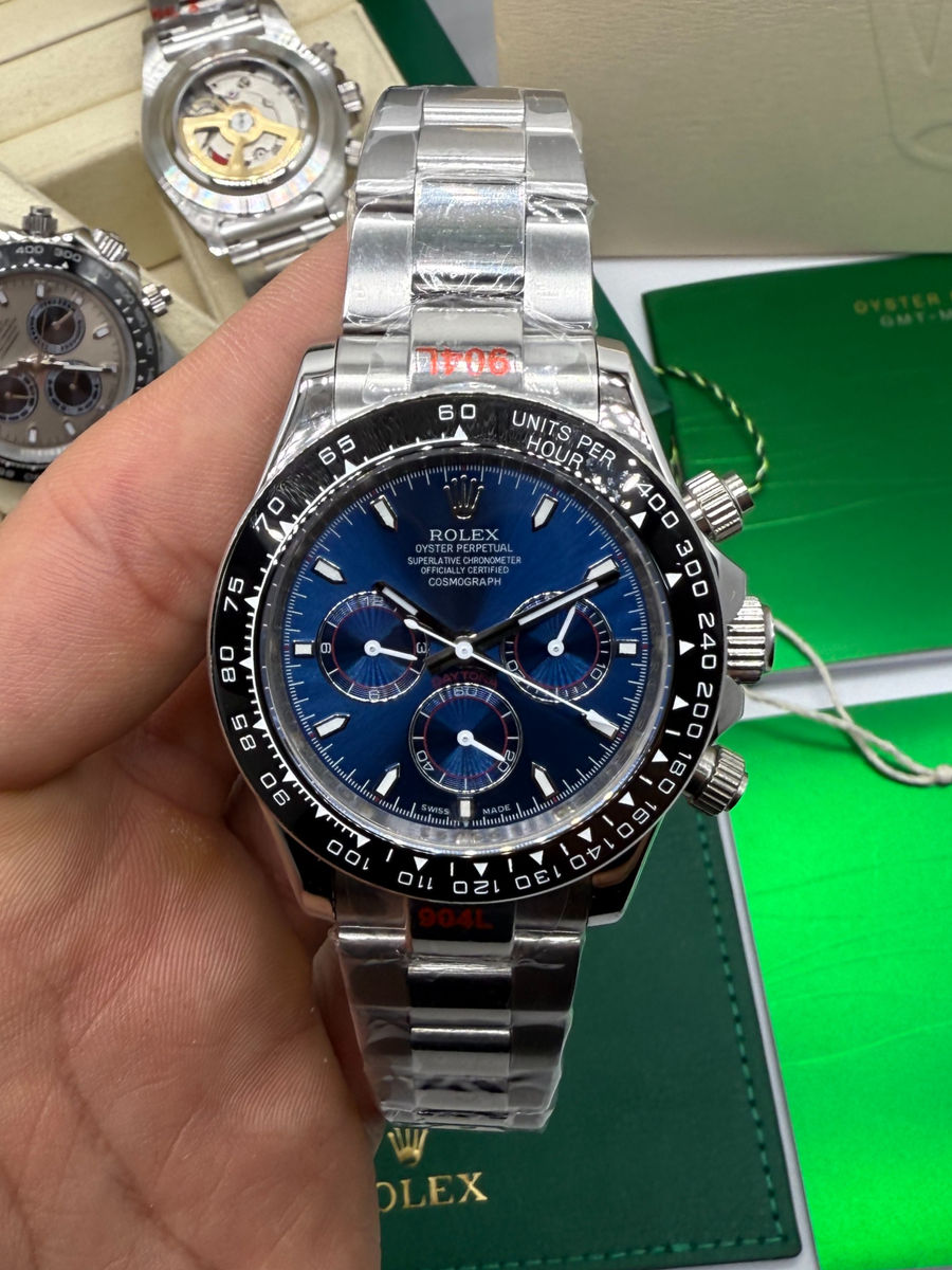 Rolex Daytona 40mm Aço Mostrador Azul, Luneta Preto