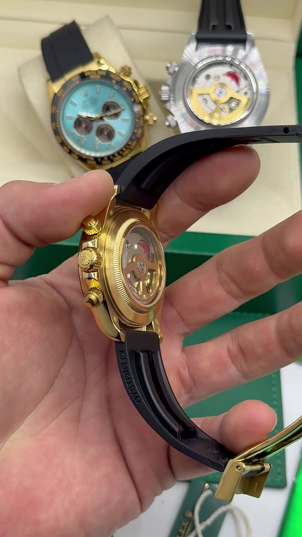 Miniatura: Rolex Daytona 40mm Dourado Mostrador Marrom, Luneta Preta