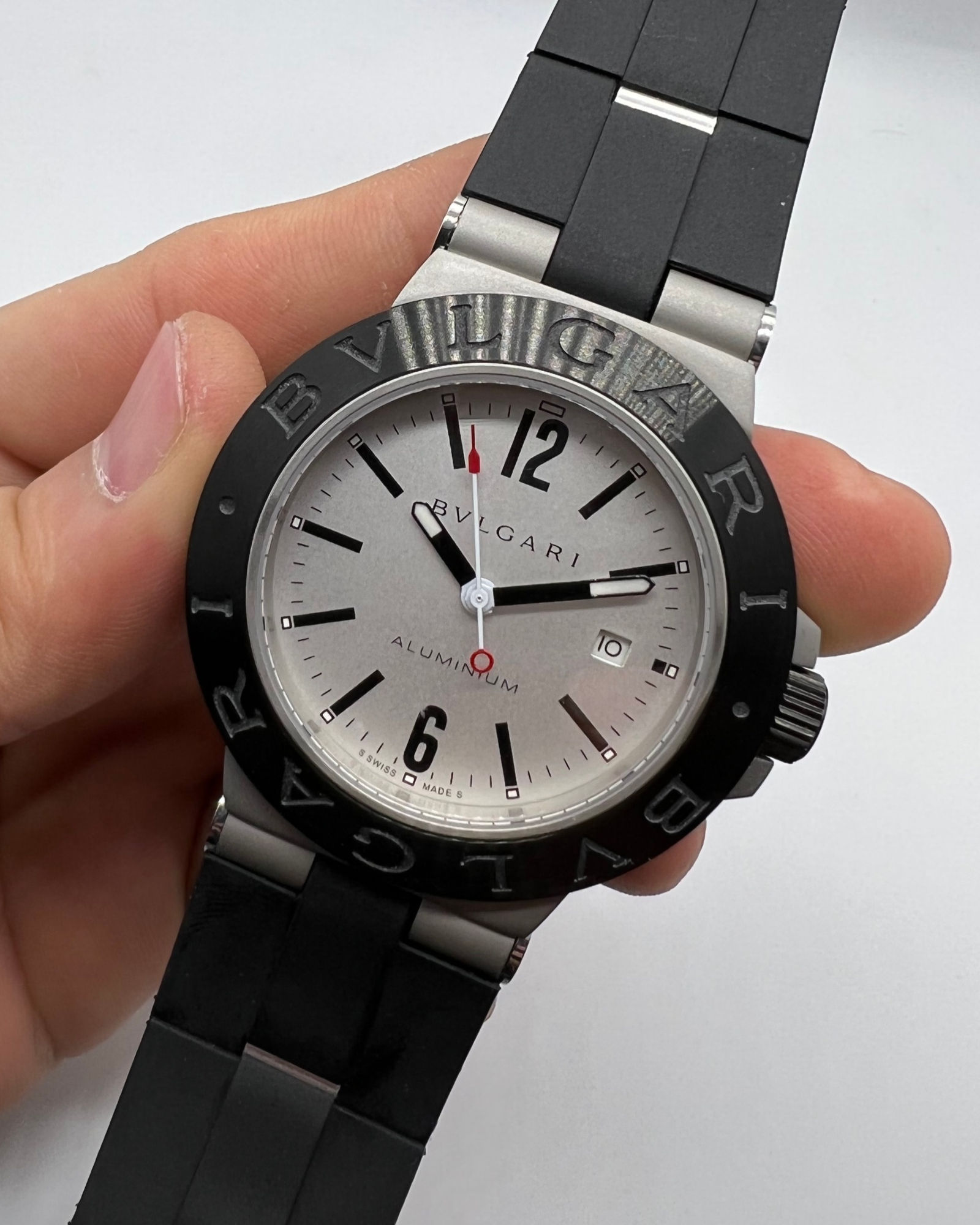 Bvlgari Bvlgari Alumium 40mm - Mostrador Cinza Aluminio Pulseira Borracha