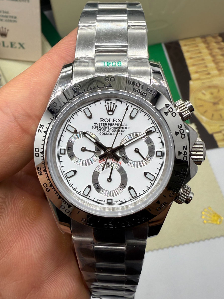 Rolex Daytona 40mm Aço, Mostrador Branco