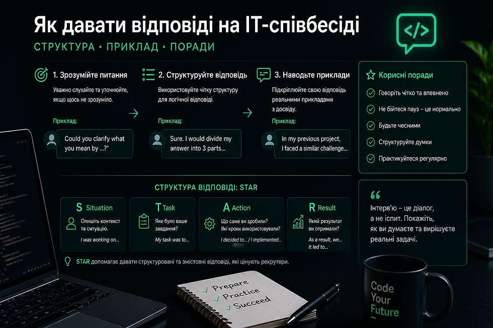 приклади відповідей англійською для IT-співбесіди зі структурою STAR