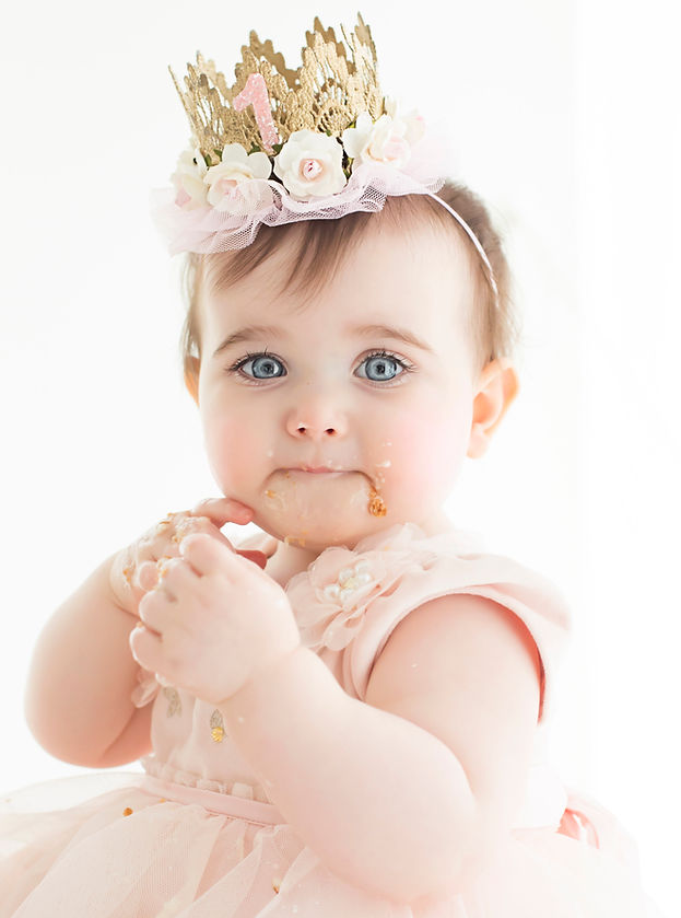 cake smash baby girl boho peaches and cream blue eye
