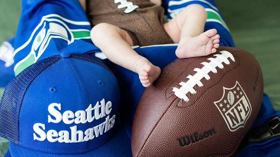 Tiniest Seattle Seahawks football fan Vancouver newborn photoshoot