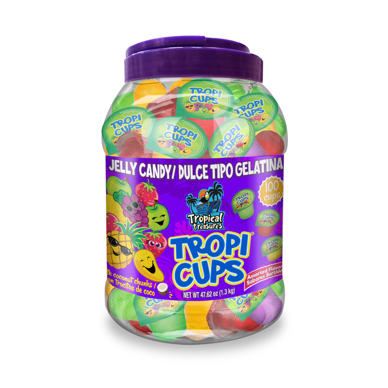 CAND JELLY TROPICAL TREASURE 6/100 UN JAR TROPI CUPS