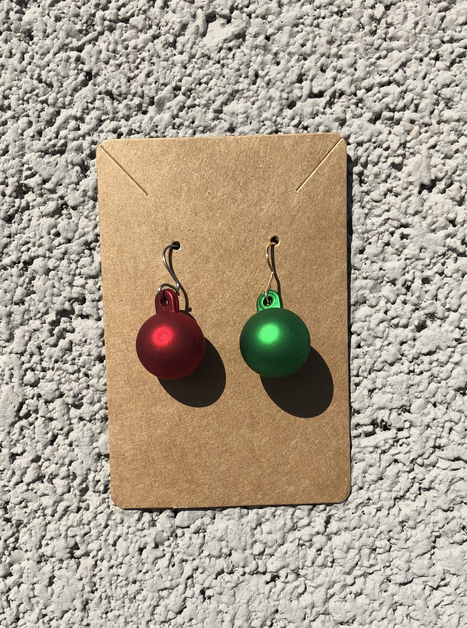 holiday red and green bobble earrings