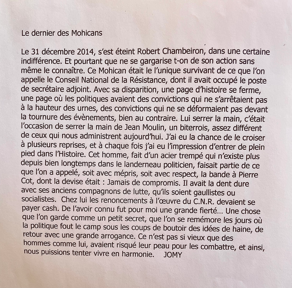 Le dernier des Mohicans - Jomy