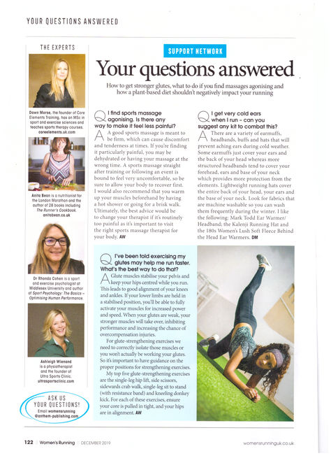 Ashleigh Wienand, Clinical Director expert column - Women's Running Magazine Dec 2019 issue