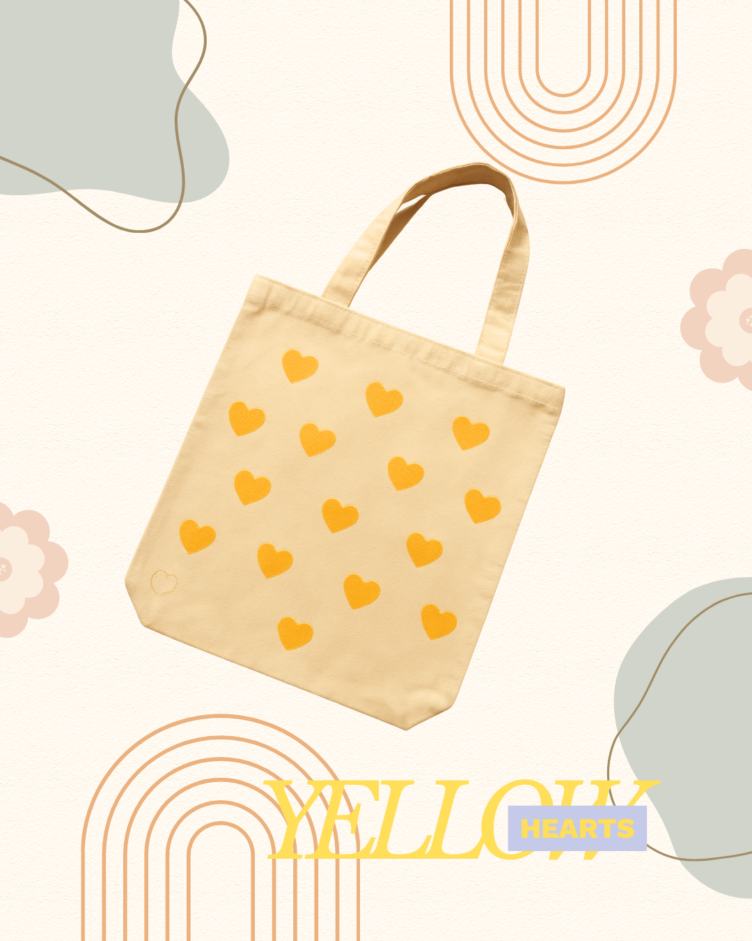 Yellow Hearts Tote Bag