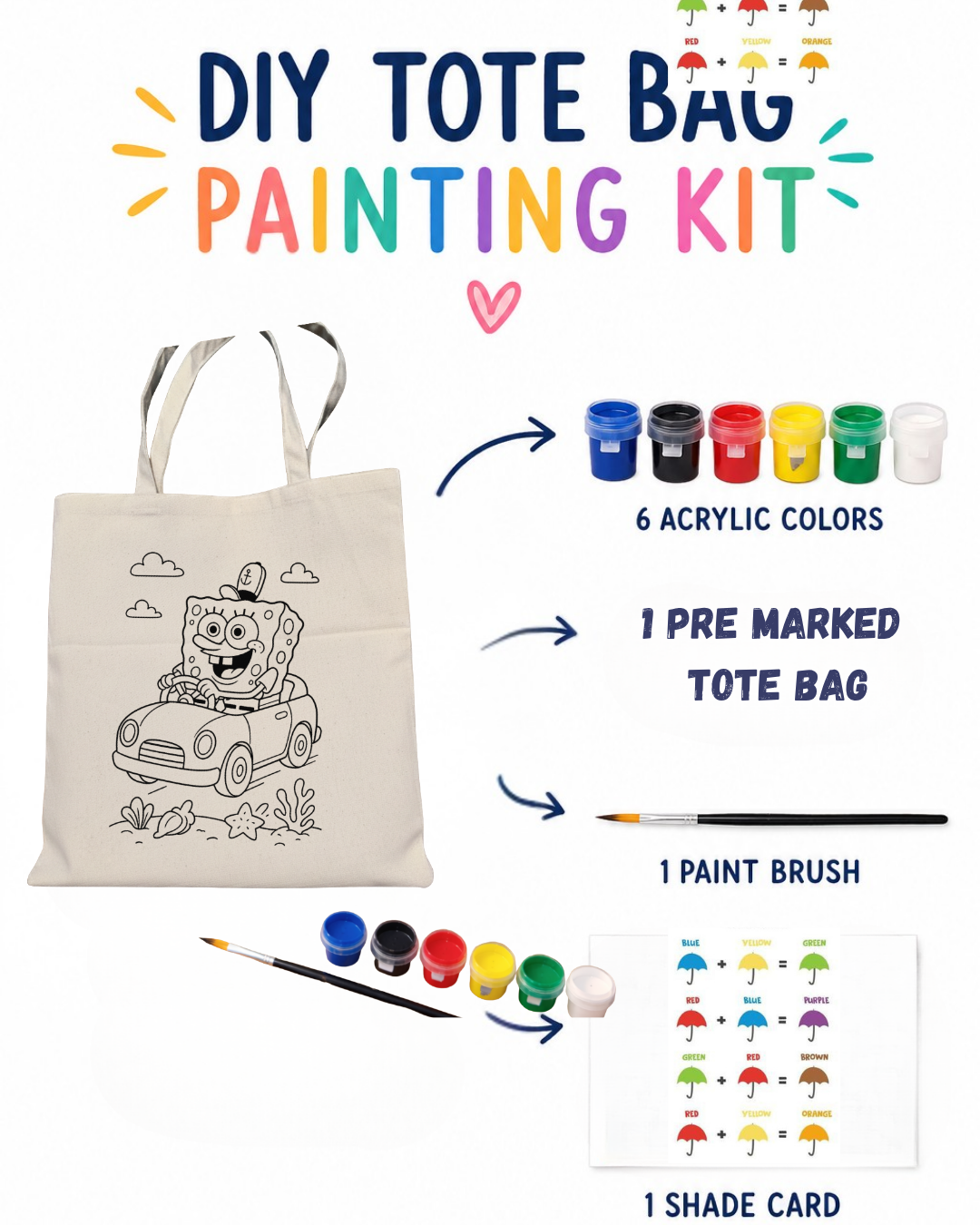 DIY Sponge Bob Tote Bag Kit