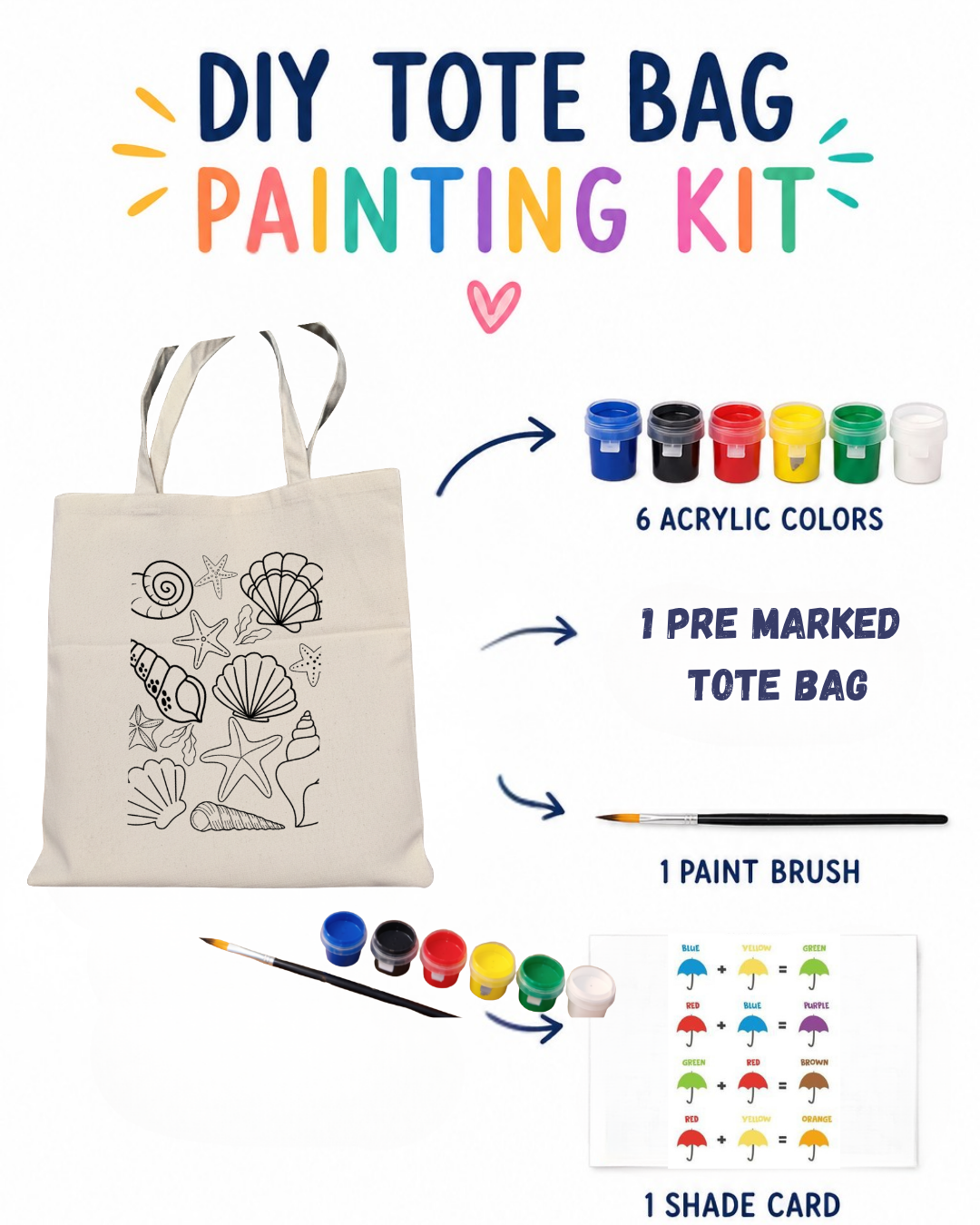 DIY Sea Shells 2 Tote Bag Kit