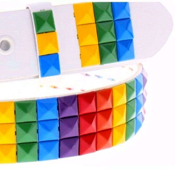 Thumbnail: WHITE Rainbow Pyramid Belt