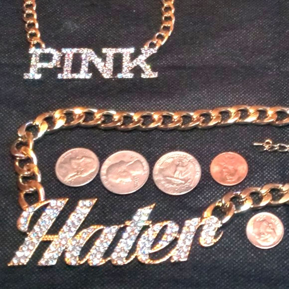 Miniatură: PINK Rhinestone Bling Necklace