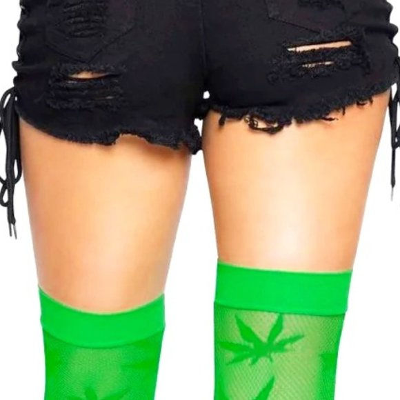 Thumbnail: 420 Cannabis Por Leaf Thigh Highs