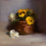 Pansies and Copper - 8" x 8"