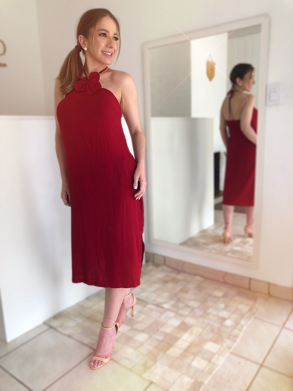Miniatura: Vestido frente única vermelho 