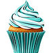 clip art, elegant, luxury turquoise and white cupcake, white background.jpg