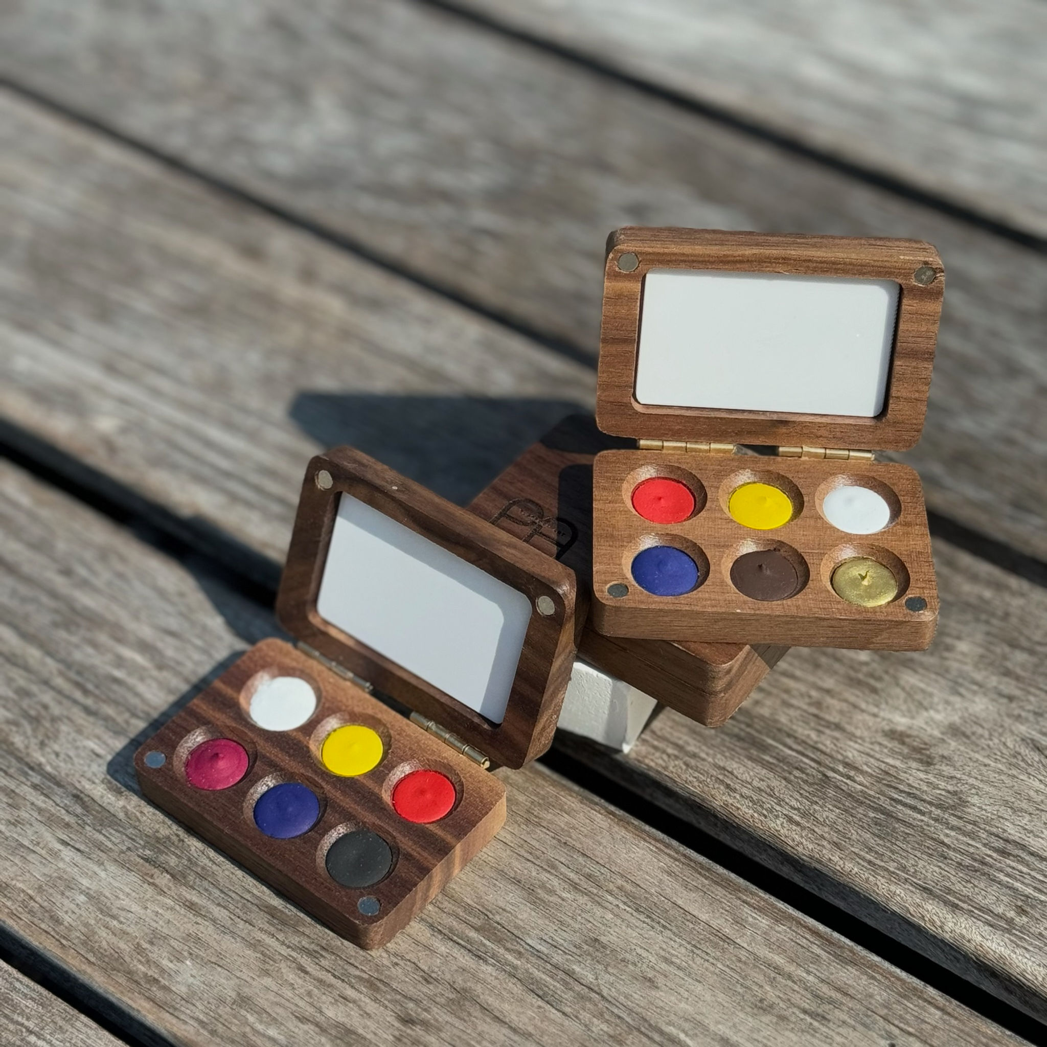 木盒裝手工水彩 (常規6色) Wooden Box Handmade Watercolor (Basic 6 colors)