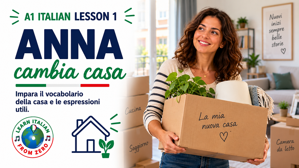 A1 Italian Lesson 1 – Anna cambia casa (The House)
