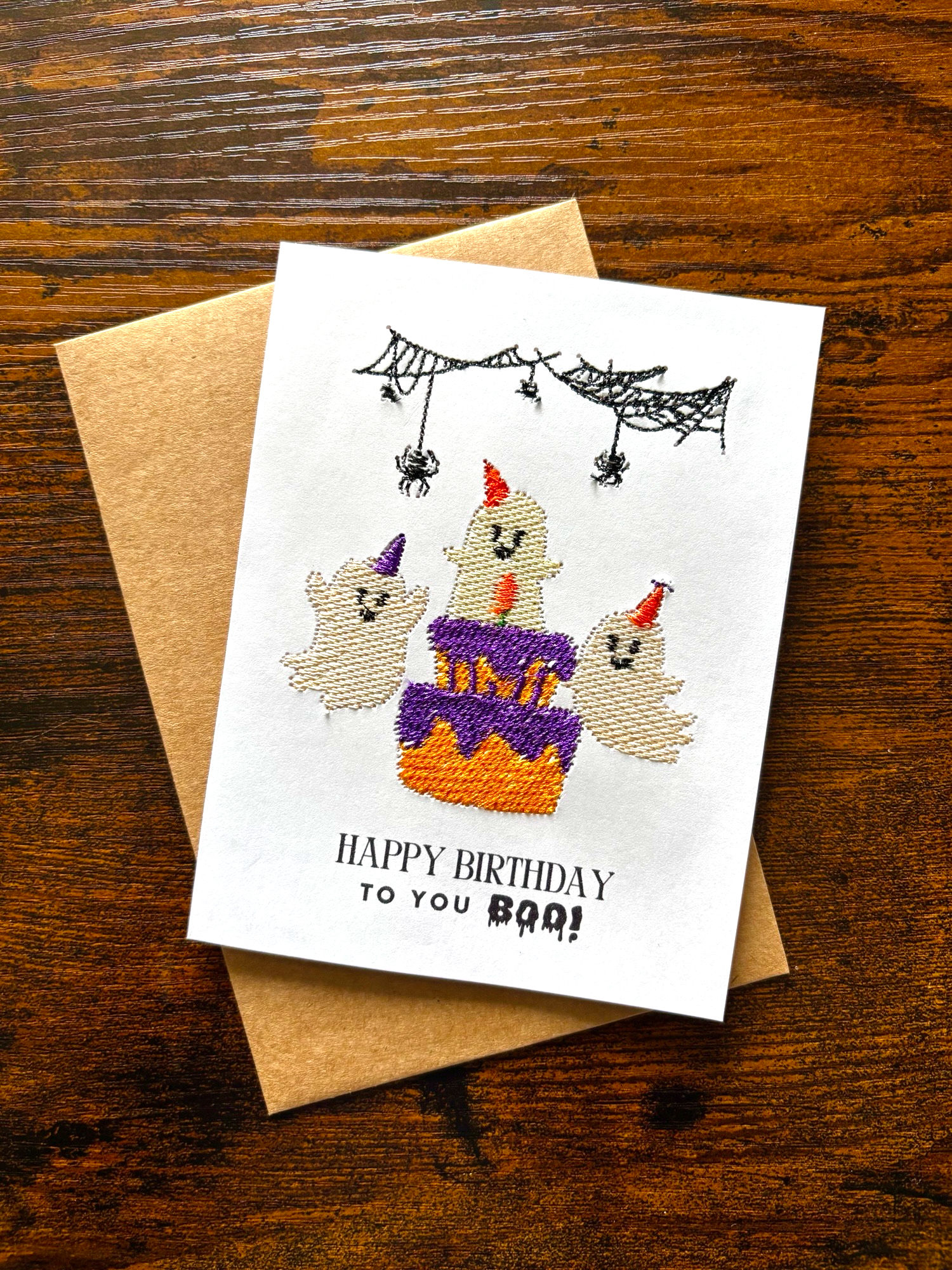 Halloween Happy Birthday to You Boo | Embroidered Birthday Greeting Card