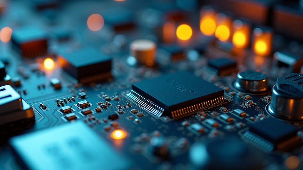Close-up view of electronic circuit board for automotive control system