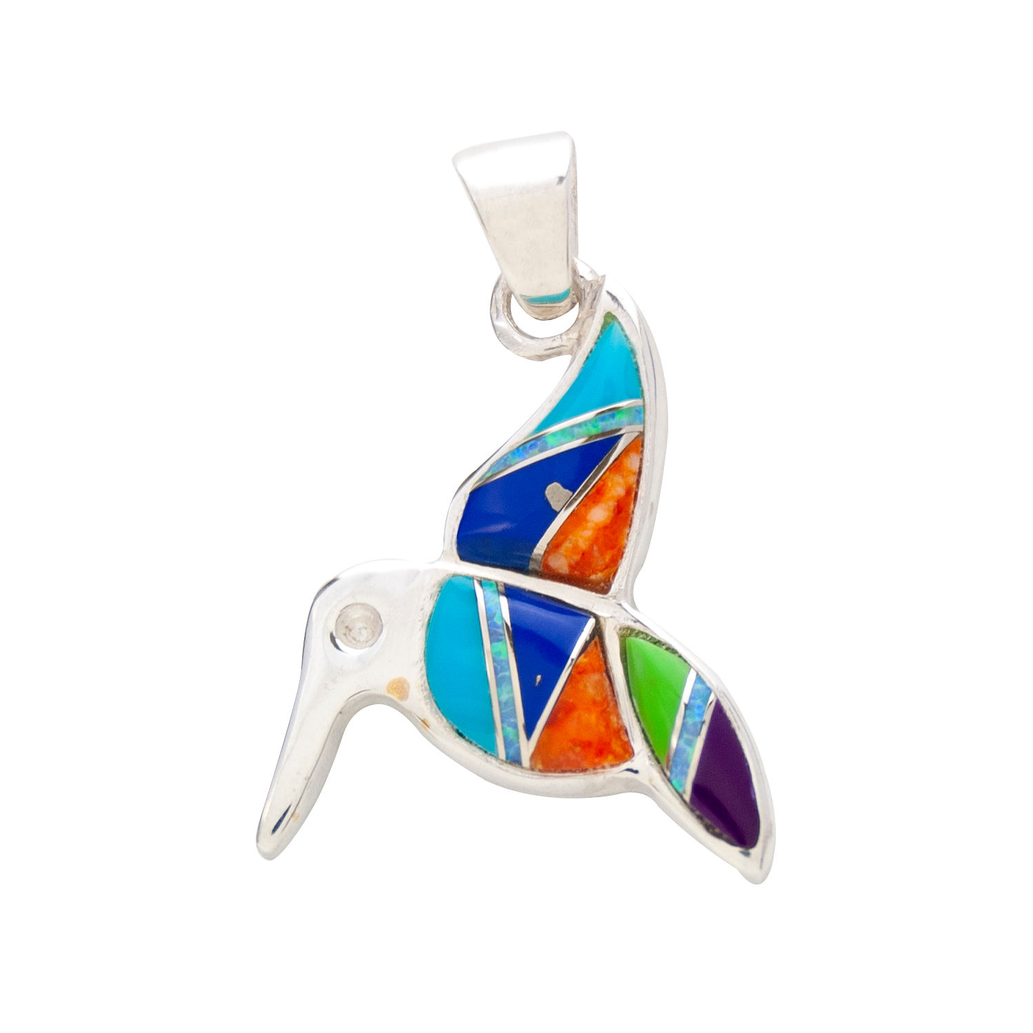Multistone Hummingbird Pendant