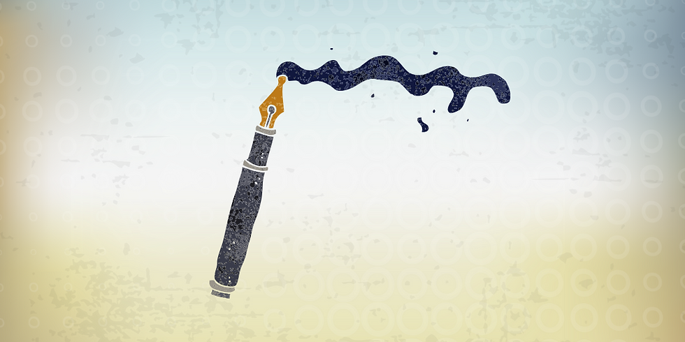 illustration of a fountain pen spilling ink