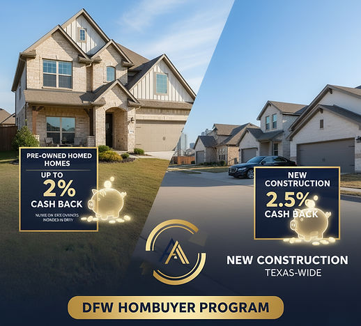 DFW Home Buyer Rebate- Up to 2.5% Cash Back on New & Pre-Owned Homes - AATRealty (1 of 1).