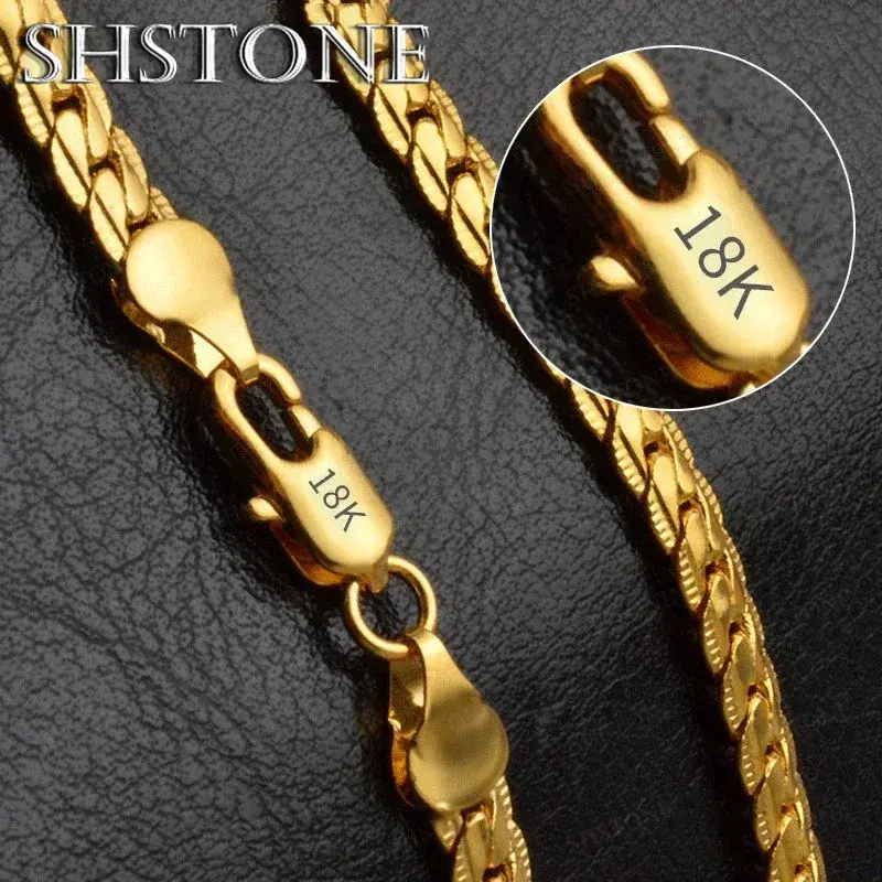 18K Gold 925 Sterling Silver 6mm Full Sideways Necklace 8/18/20/24 Inch Chain Fo