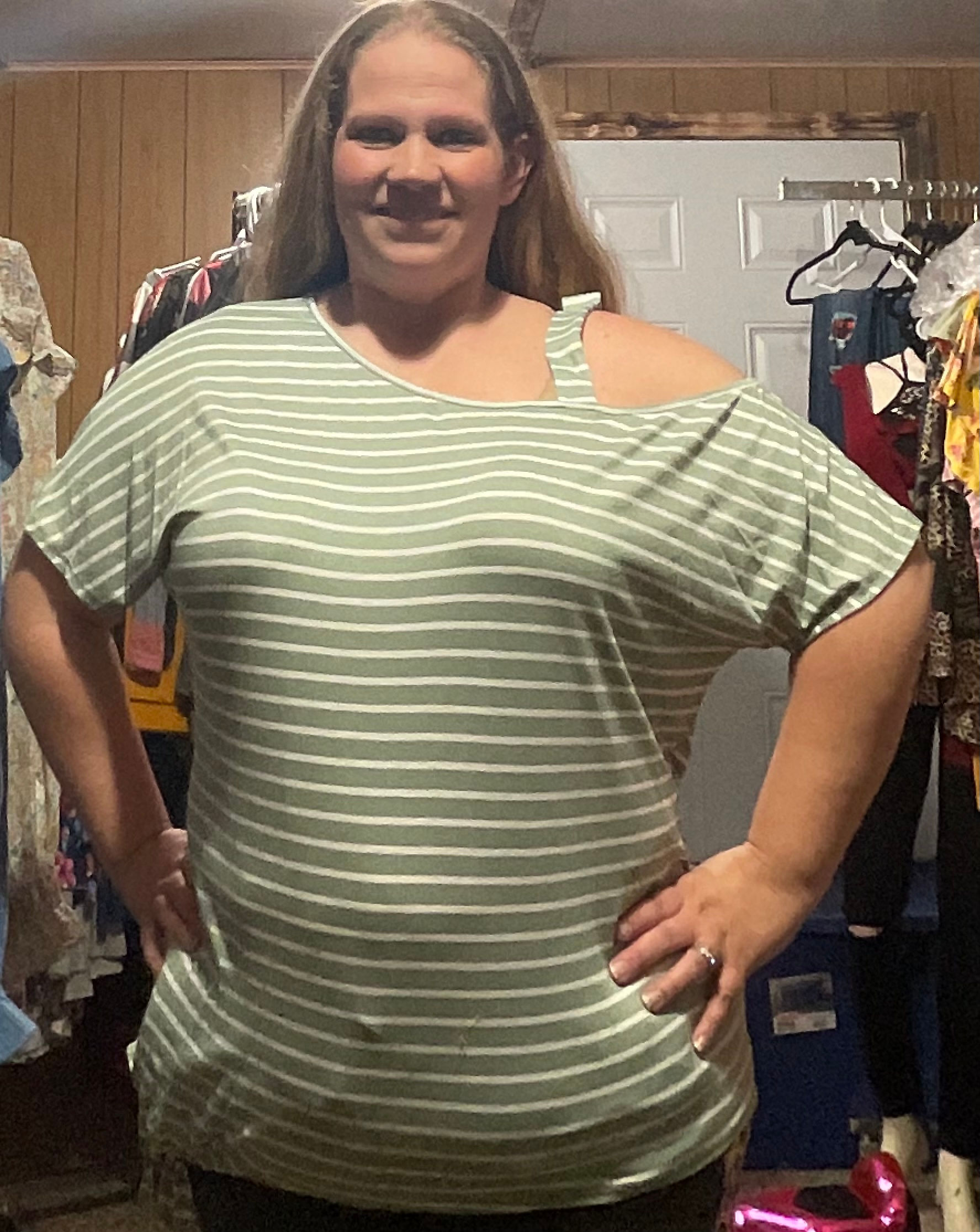 Sage stripe shirt