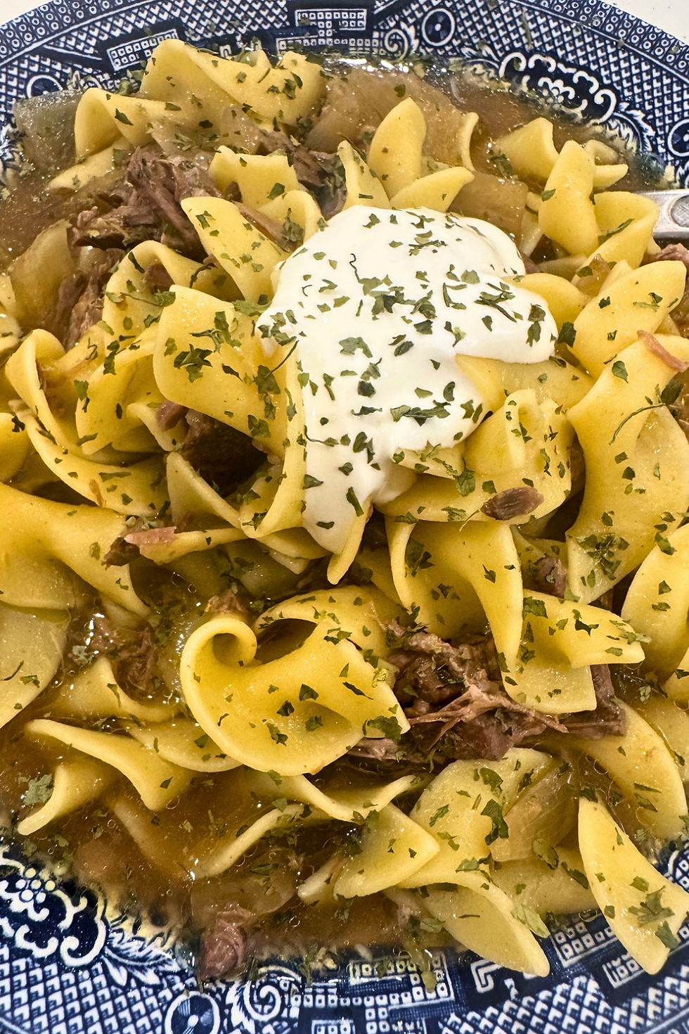 Slow Cooker Pepperoncini Beef and Noodles
