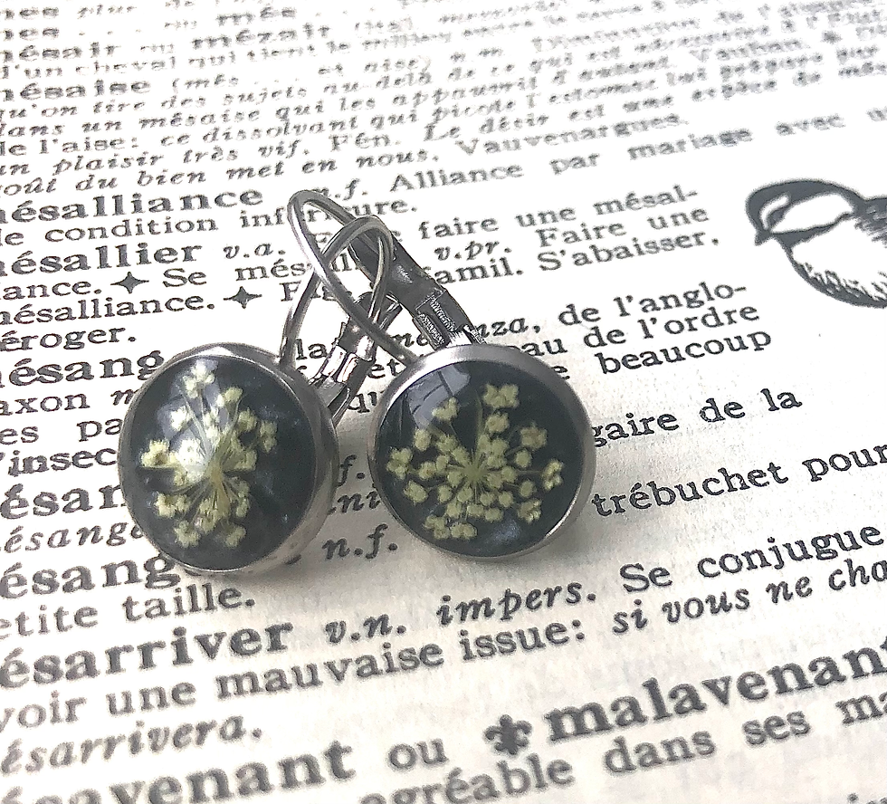 Miniature : Boucles d'oreilles fleurs de carotte sauvage-Queen Anne's Lace Earrings