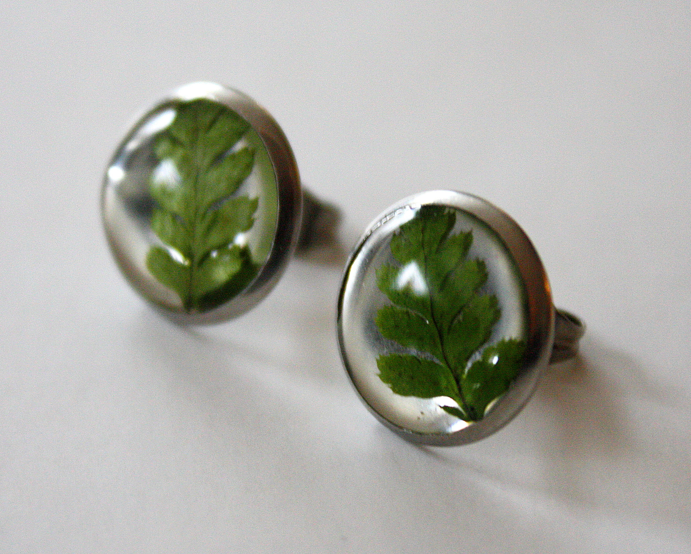 Boucles d'Oreilles Fougères(bouton)-Fern Stud Earrings
