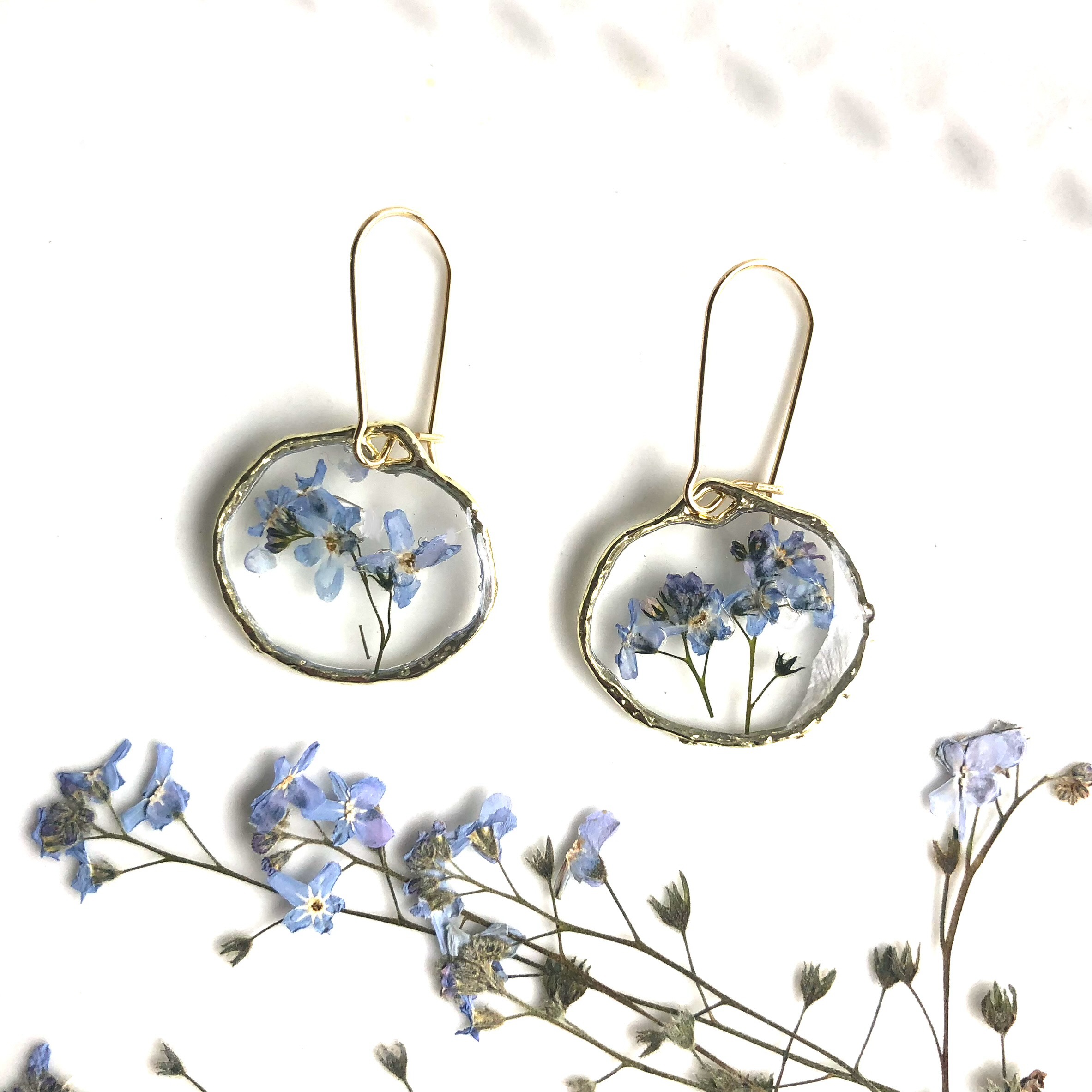 Boucles d'oreilles Myosotis rondes-Or/Forget-me-not Earrings-Round-Gold