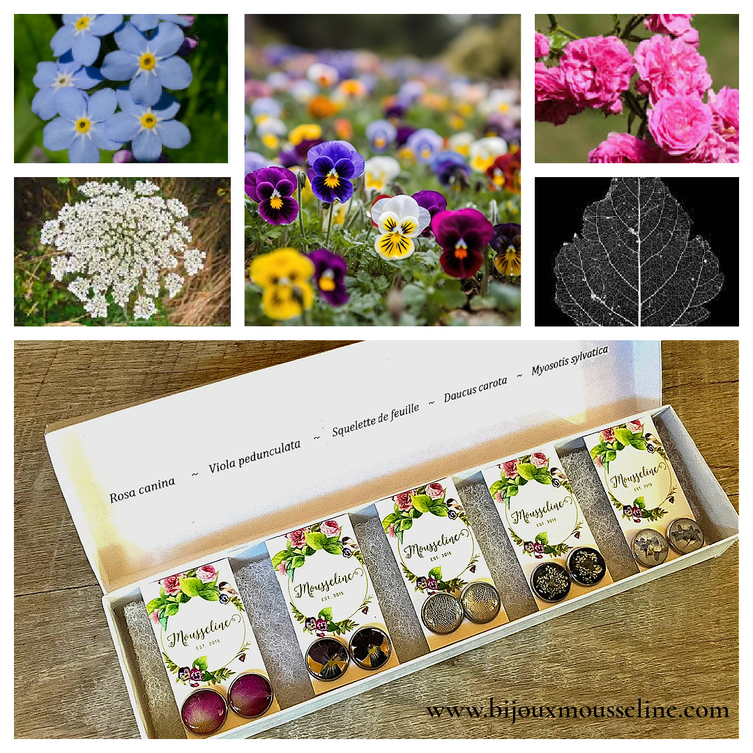Coffret Floraison Estrienne (Boucles d'oreilles boutons)