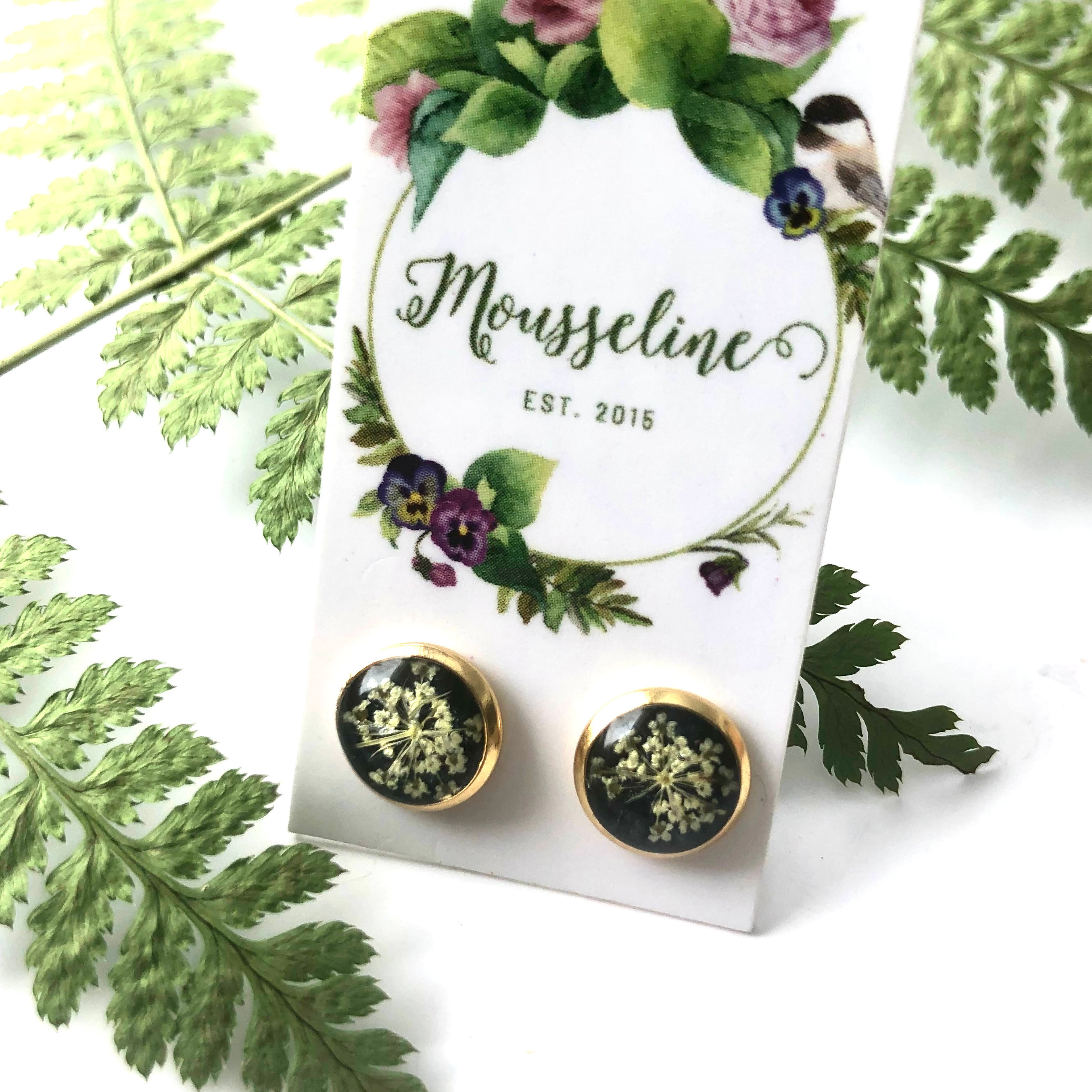 Boucles d'oreilles fleurs de carotte sauvage-Queen Anne's Lace Earrings