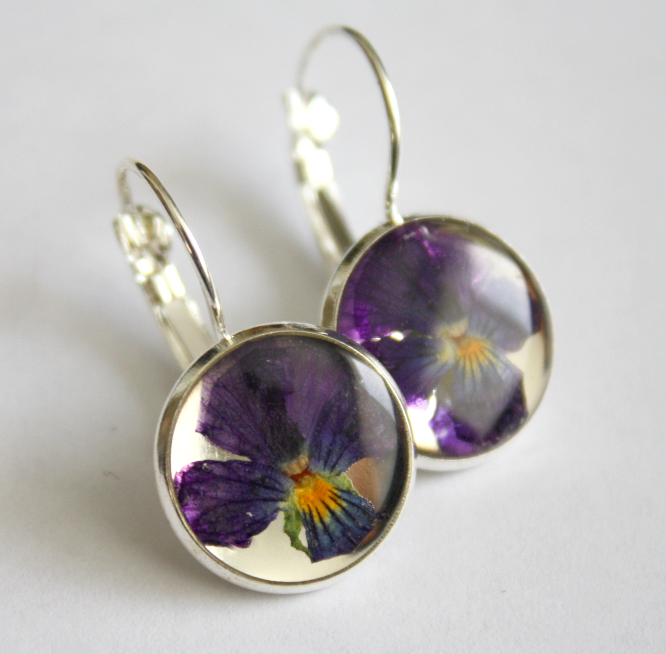 Boucles d'oreilles Pensée/violette-Pansy earrings