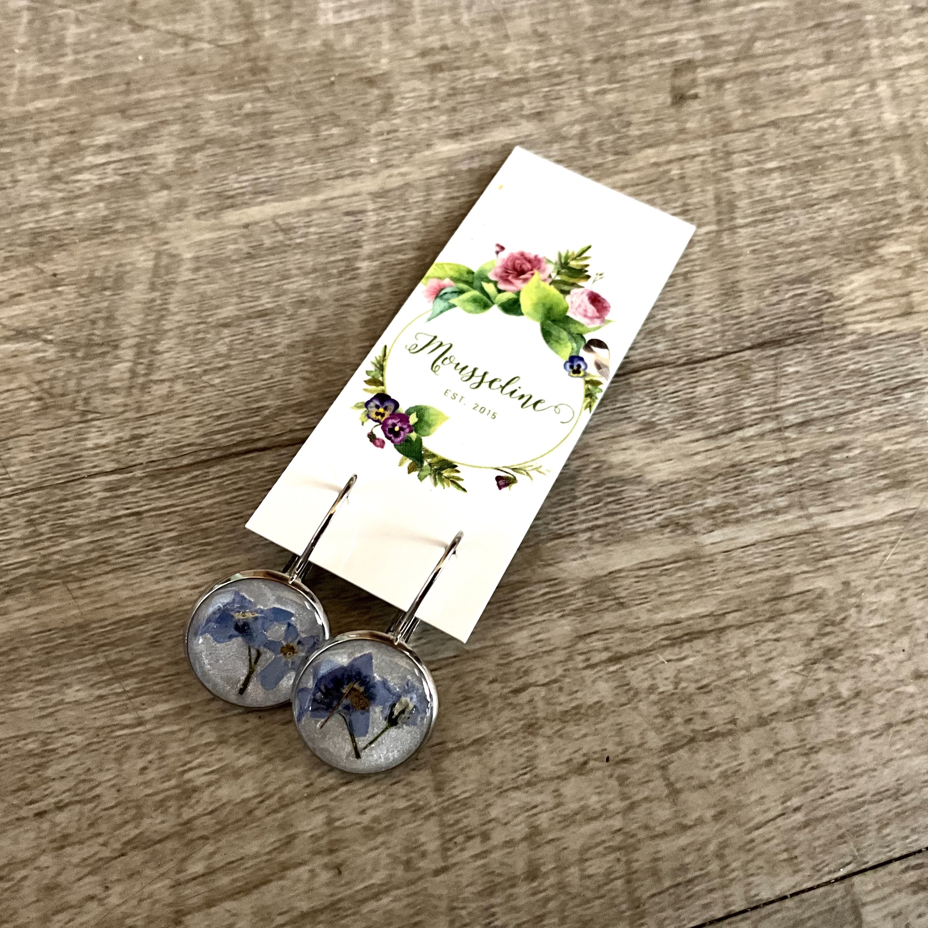 Boucles d'oreilles Myosotis-Forget-me-not earrings
