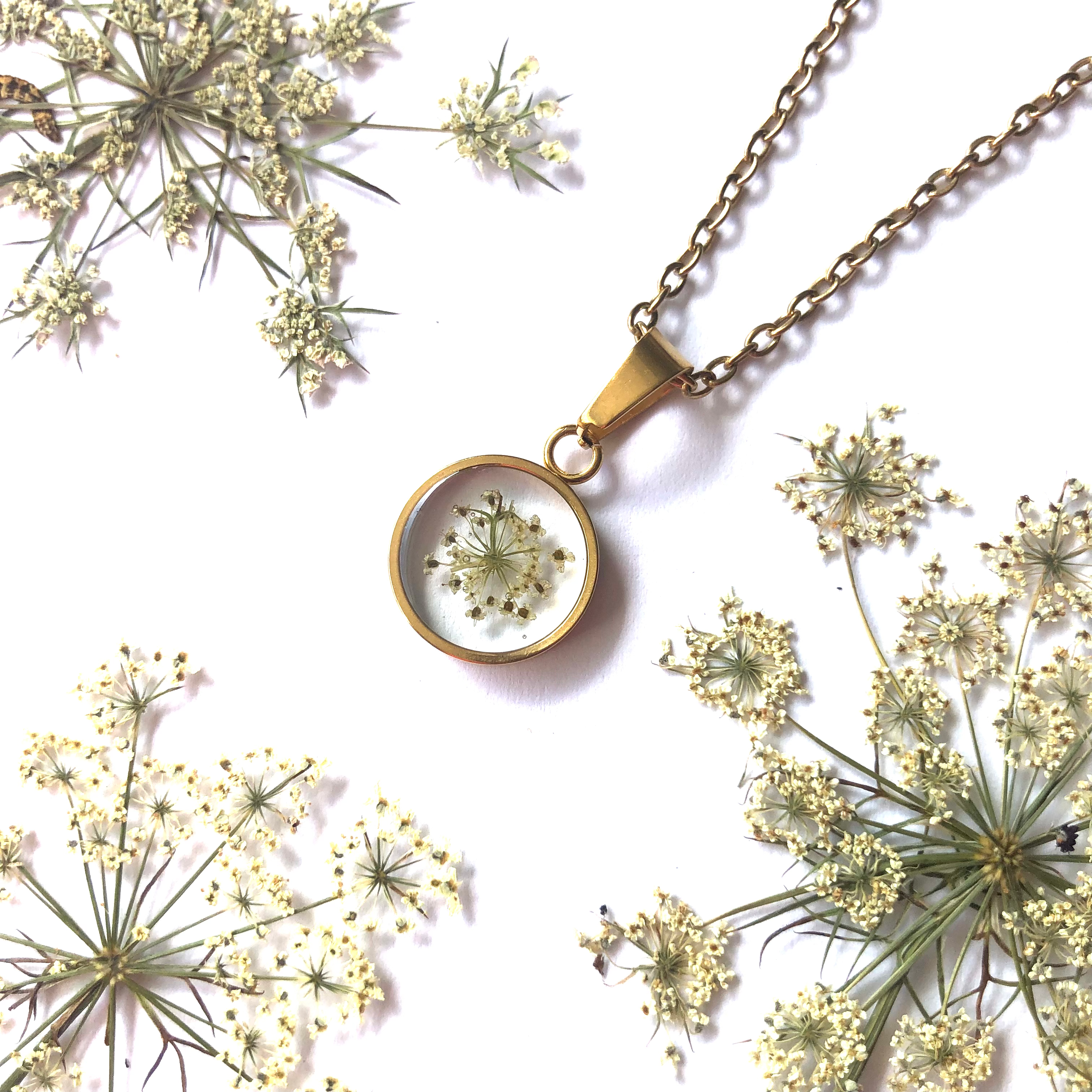 Collier Fleur de carotte sauvage / Queen Anne's lace necklace