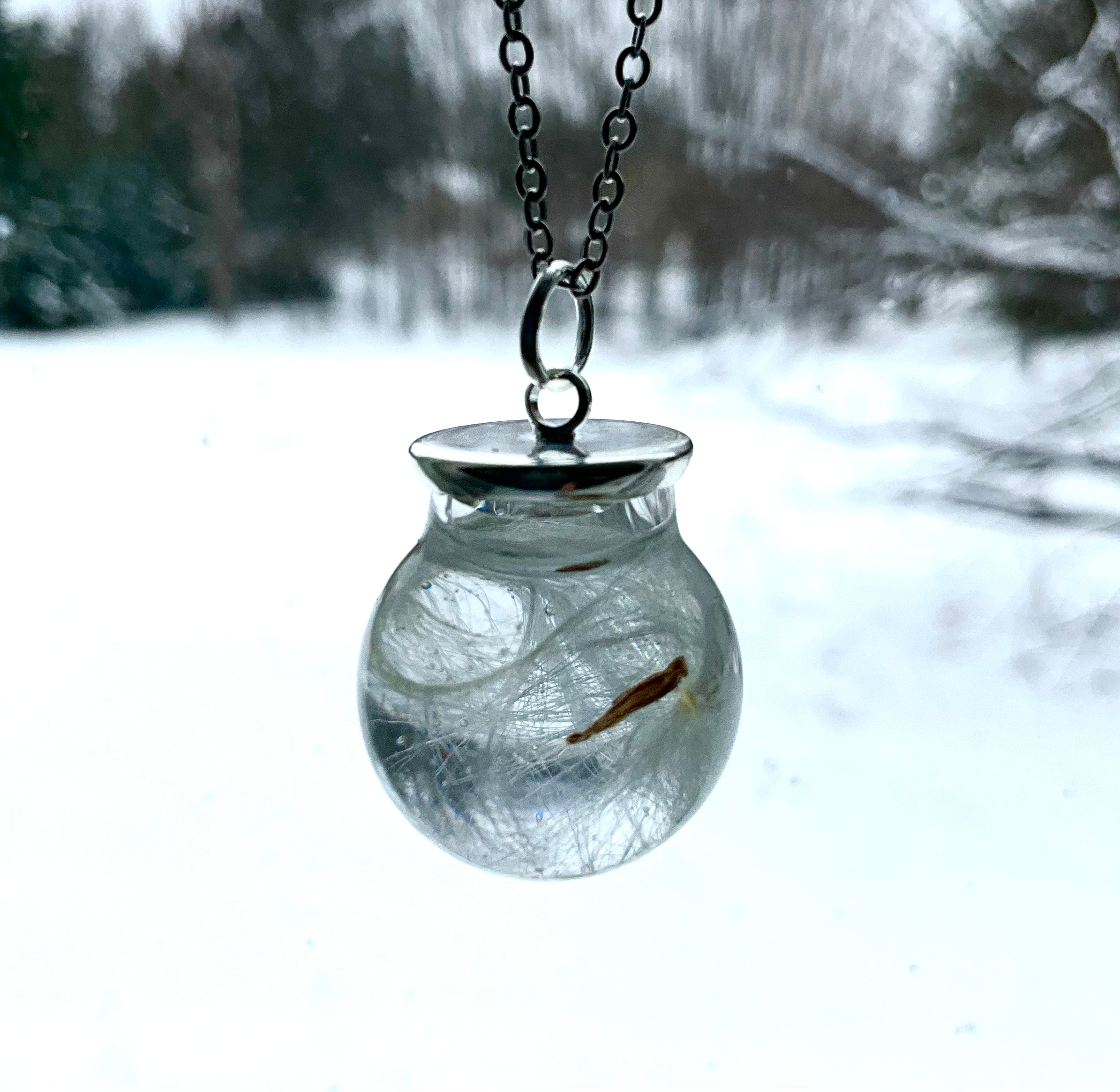Collier bulle Graines d'Asclépiade-Milkweed Seeds Bubble Necklace